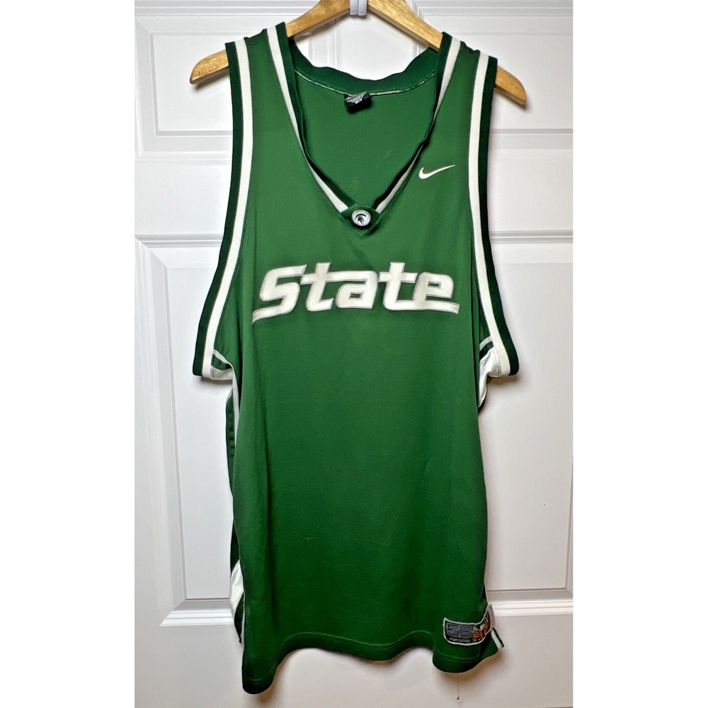 Nike Michigan State Spartans Green STATE Jersey 56 3XL SP02 Blank Game Issue